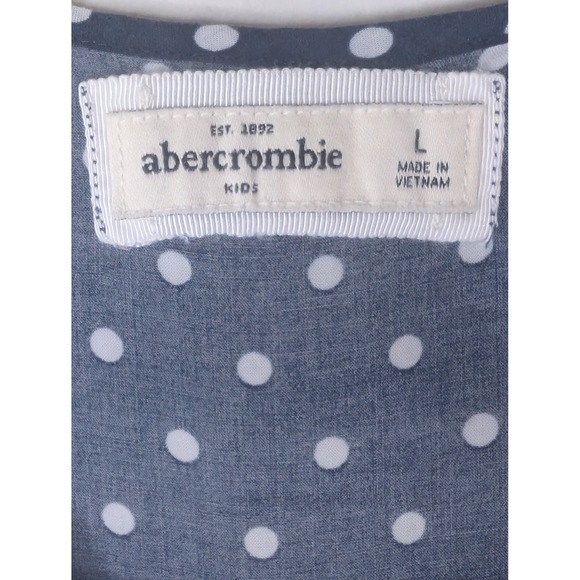 Abercrombie Kids Navy Blue Polka Dot Sleeveless Racerback Smocked Dress Girls L - Picture 3 of 5